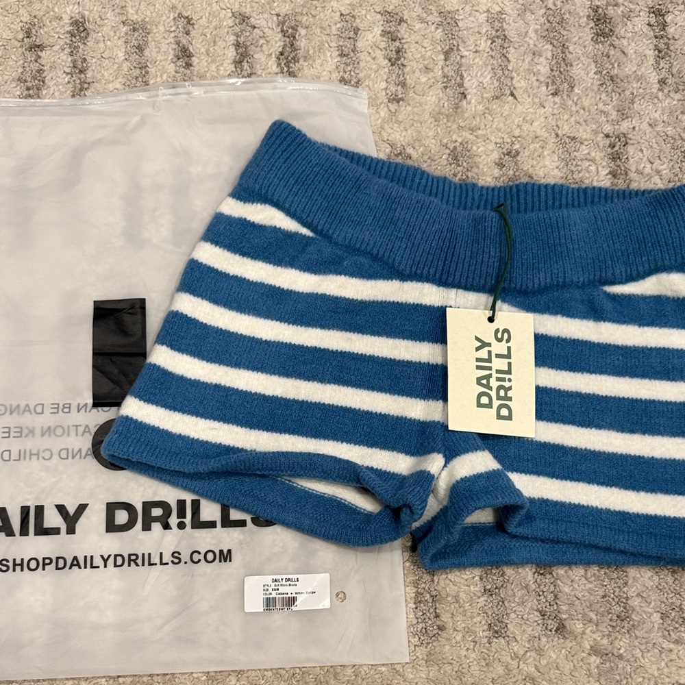 Daily Drills Women's Blue and White Striped Athletic Shorts